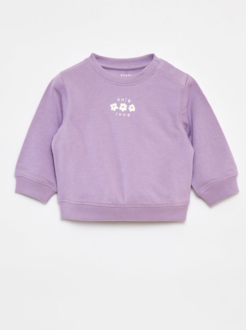 Sweatshirt de manga comprida com estampado Violeta - Kiabi