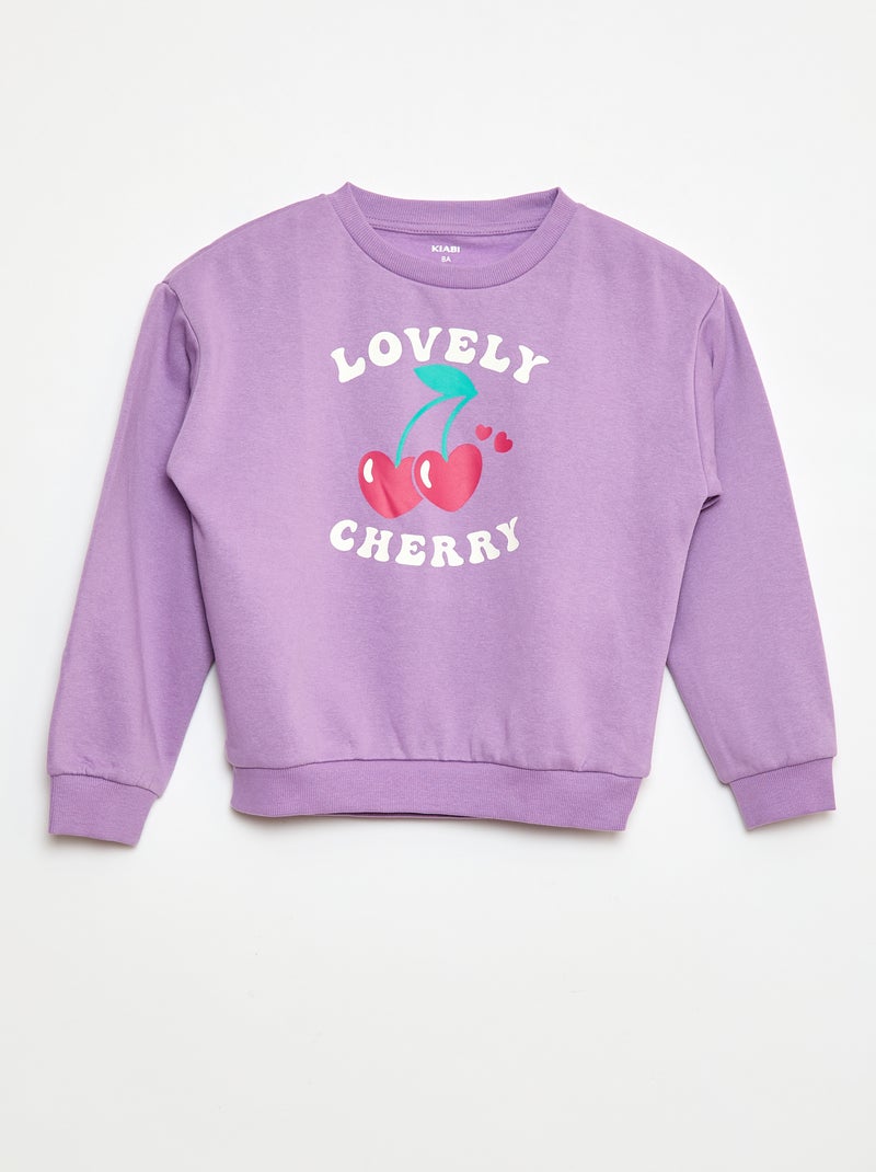 Sweatshirt de manga comprida com estampado Violeta - Kiabi