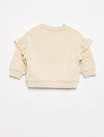 Sweatshirt de manga comprida com folhos nos ombros