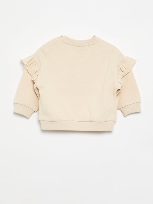 Sweatshirt de manga comprida com folhos nos ombros - Kiabi