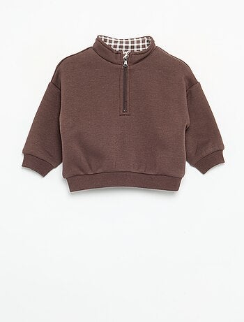 Camisola de manga comprida e gola com fecho