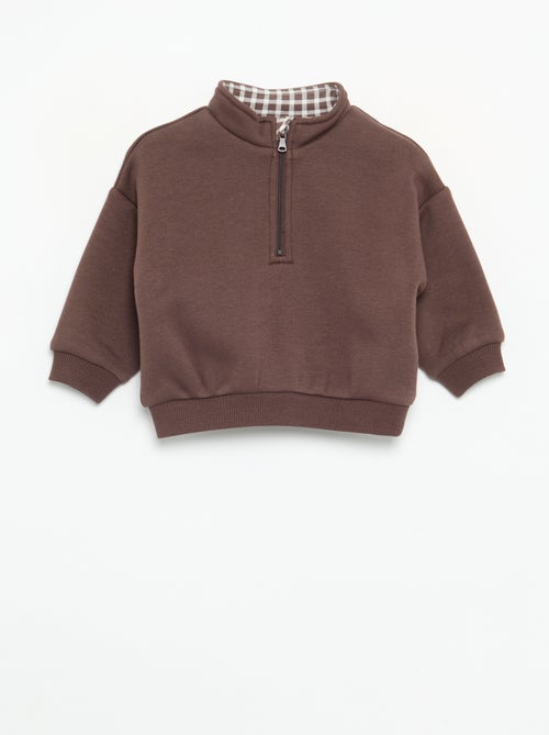 Sweatshirt de manga comprida com gola com fecho - Kiabi