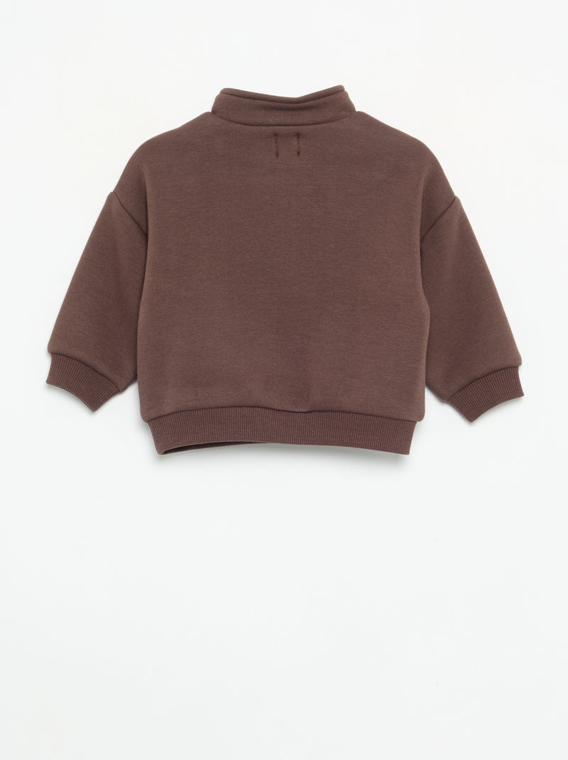 Sweatshirt de manga comprida com gola com fecho Castanho - Kiabi