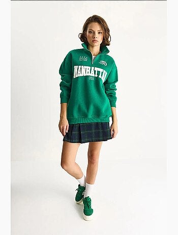 Sweatshirt de manga comprida com gola com fecho e estampado nas costas lucci