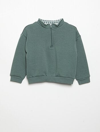 Camisola de manga comprida e gola com fecho