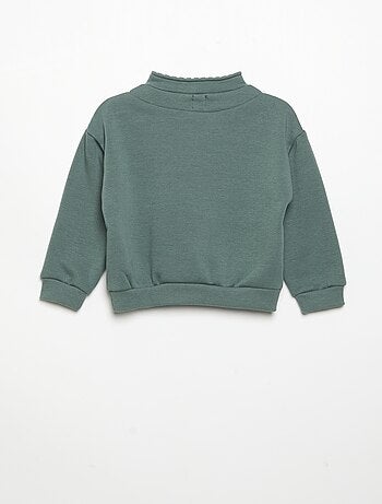 Camisola de manga comprida e gola com fecho
