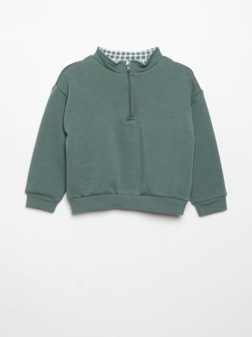 Sweatshirt de manga comprida com gola com fecho - Kiabi