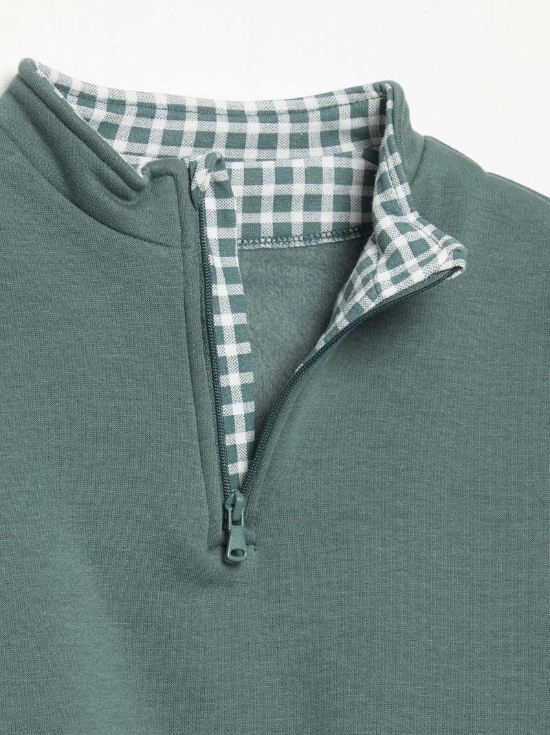 Sweatshirt de manga comprida com gola com fecho Verde - Kiabi