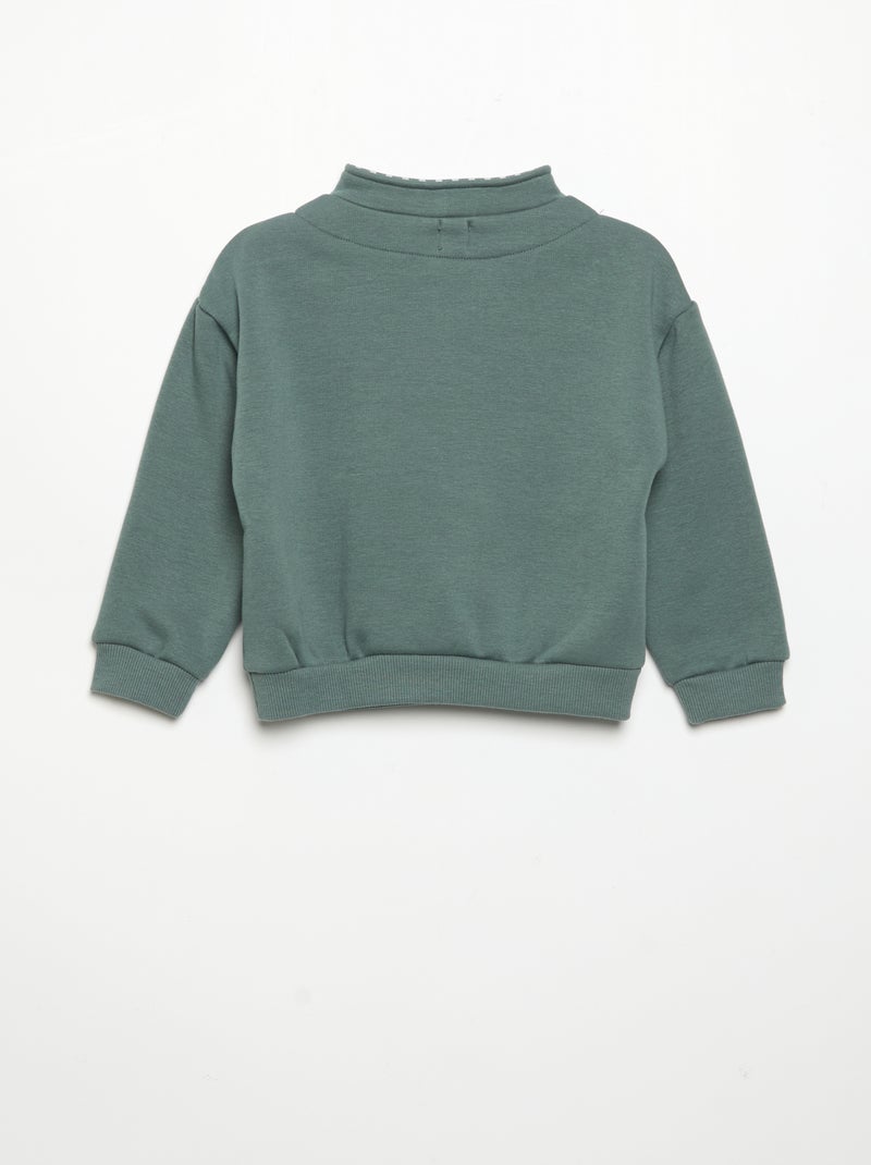 Sweatshirt de manga comprida com gola com fecho Verde - Kiabi