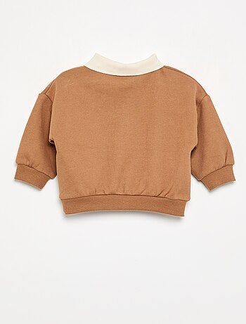 Sweat de manga comprida com gola polo