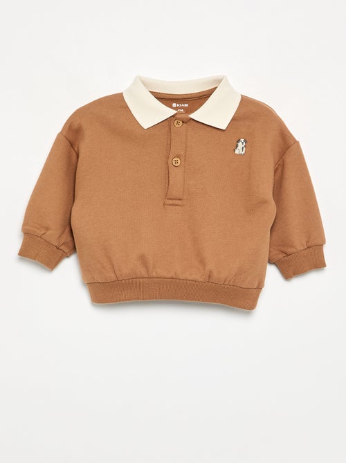 Sweatshirt de manga comprida com gola polo - Kiabi