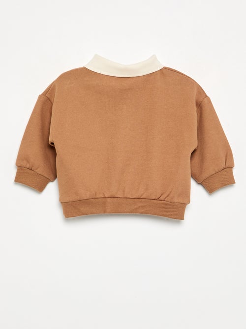 Sweatshirt de manga comprida com gola polo - Kiabi