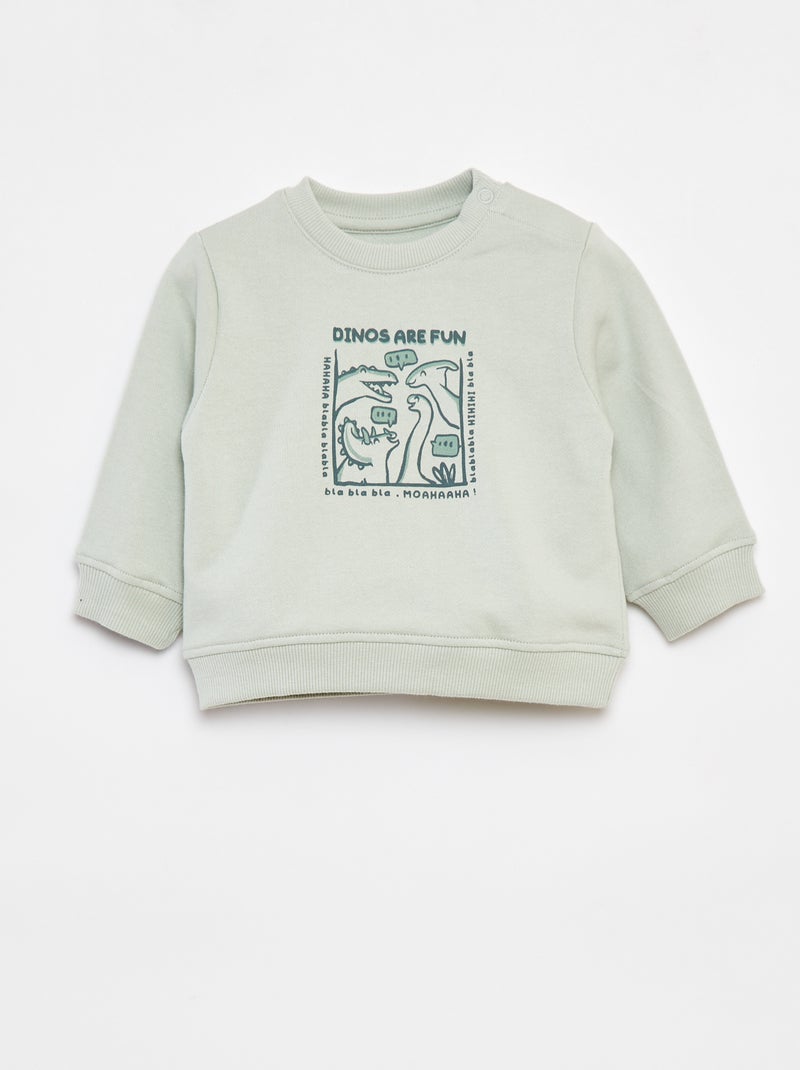 Sweatshirt de manga comprida com impressão Verde - Kiabi