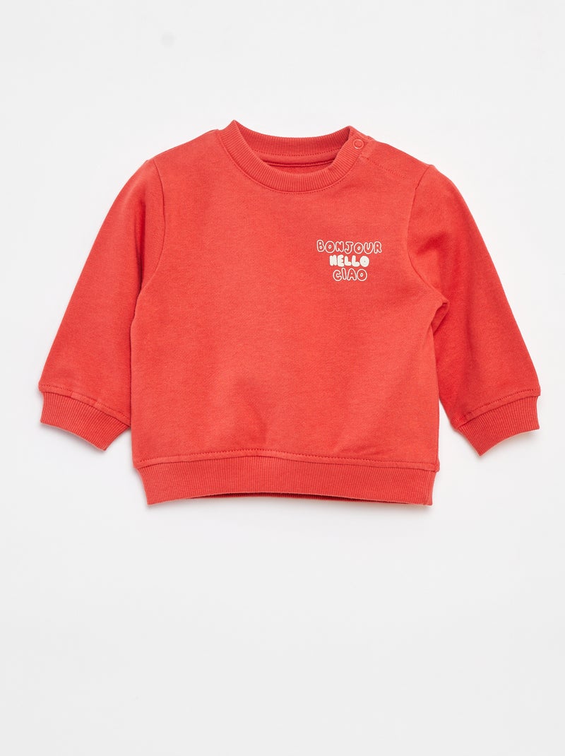 Sweatshirt de manga comprida com impressão Vermelho - Kiabi