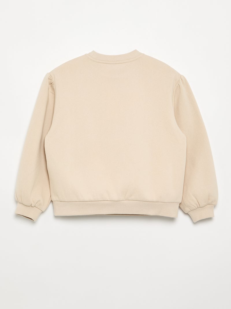 Sweatshirt de manga comprida com laço Bege - Kiabi