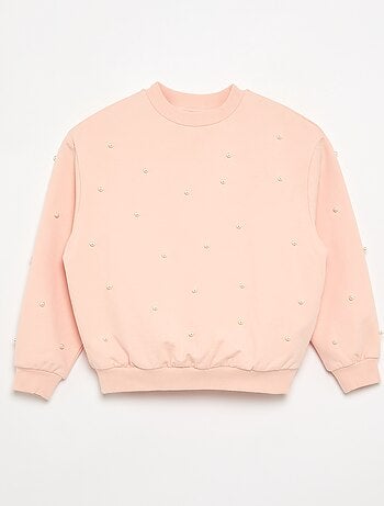 Sweatshirt de manga comprida com pérolas