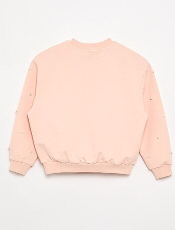 Sweatshirt de manga comprida com pérolas