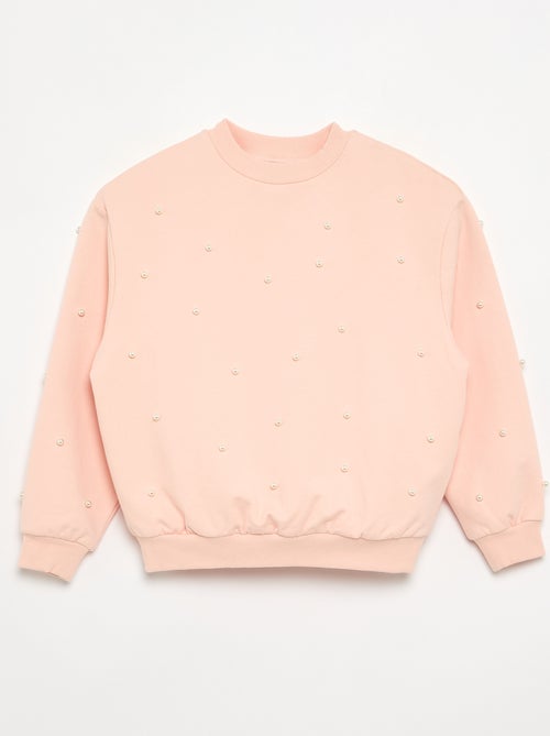 Sweatshirt de manga comprida com pérolas - Kiabi