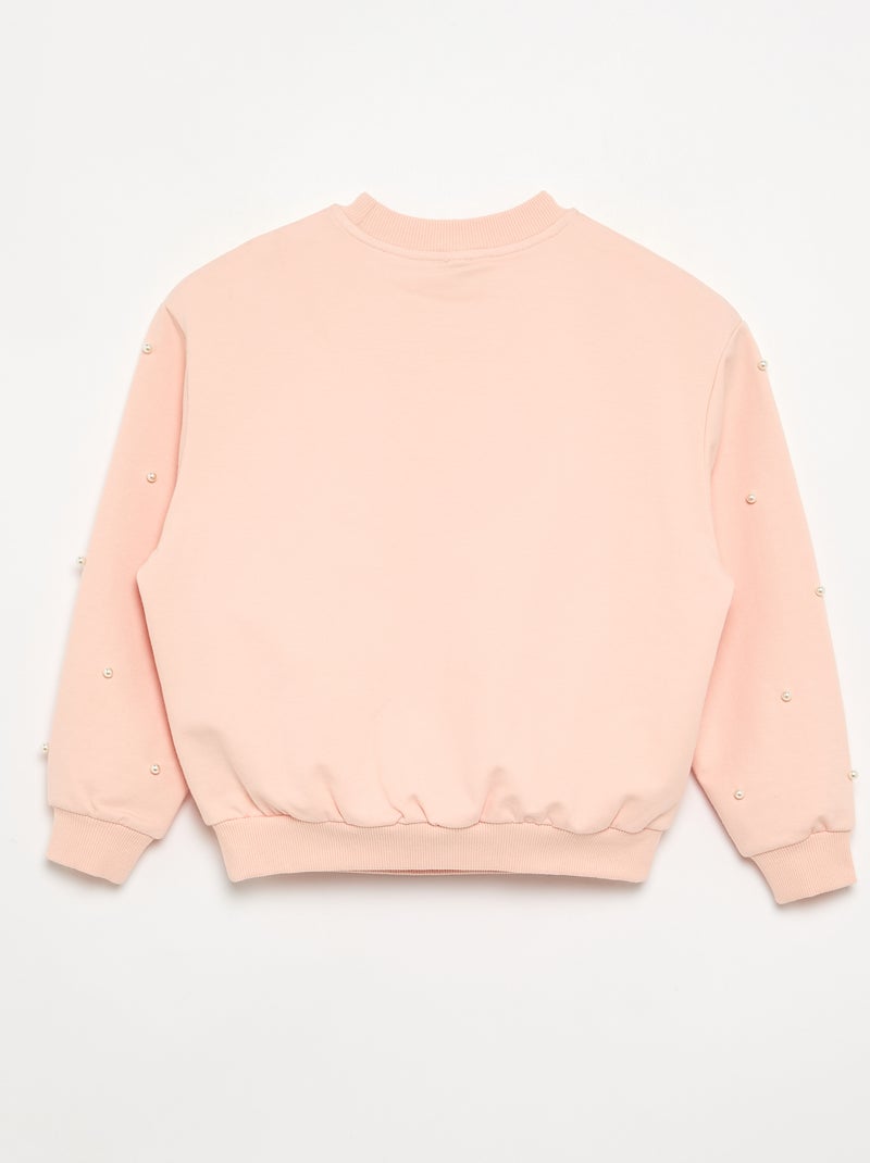 Sweatshirt de manga comprida com pérolas Laranja - Kiabi