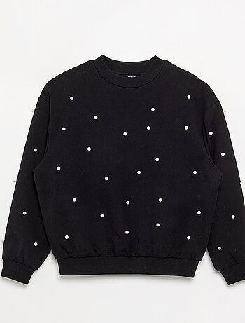 Sweatshirt de manga comprida com pérolas