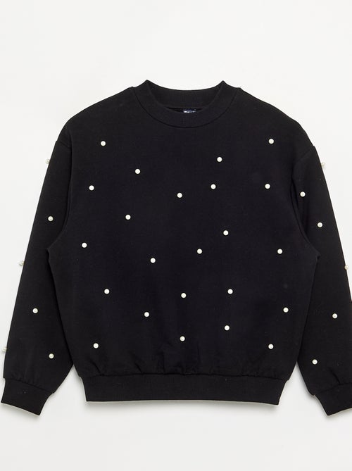 Sweatshirt de manga comprida com pérolas - Kiabi Sweatshirt de manga comprida com pérolas - Kiabi