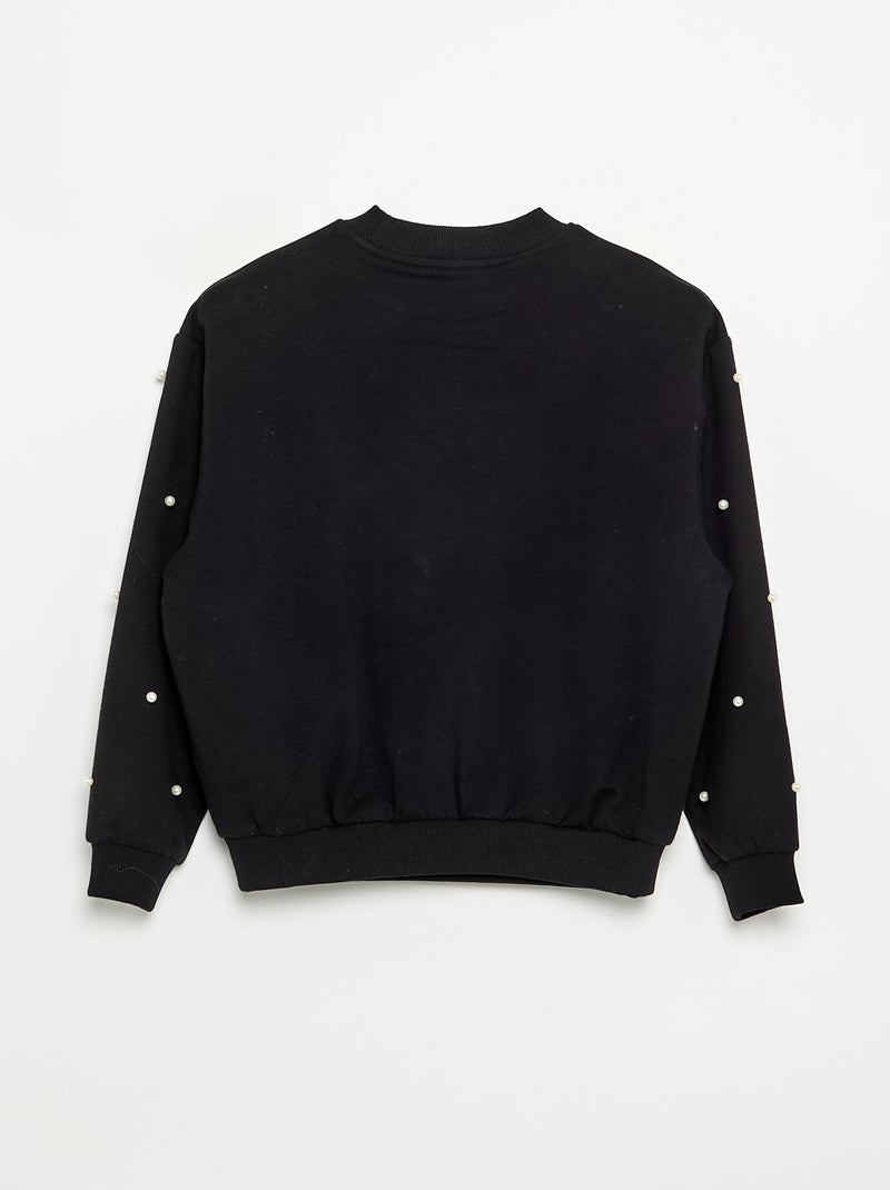 Sweatshirt de manga comprida com pérolas Preto - Kiabi