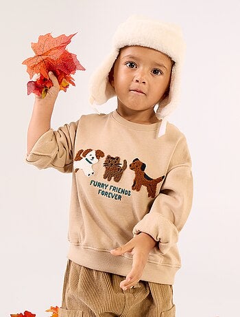 Sweatshirt de manga comprida em polar com ilustração