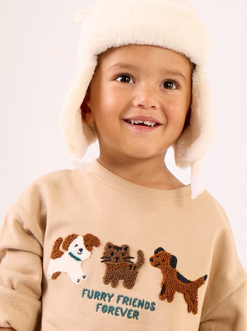 Sweatshirt de manga comprida em polar com ilustração - Kiabi