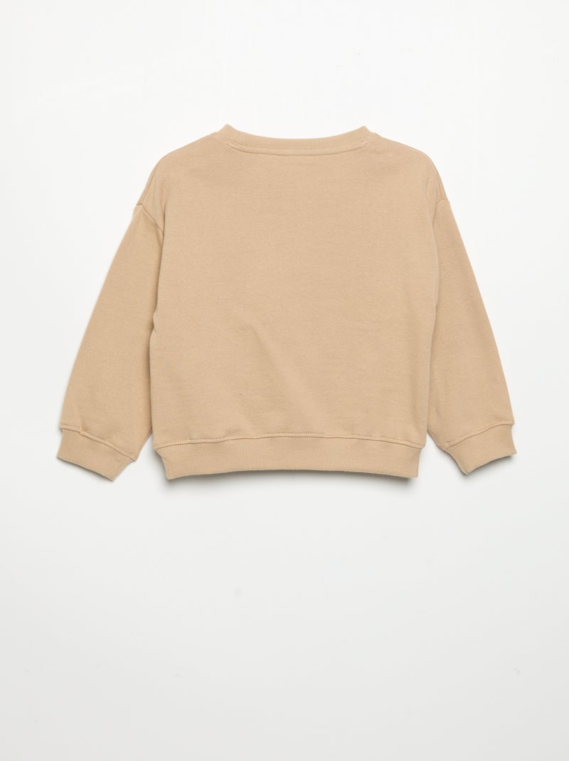 Sweatshirt de manga comprida em polar com ilustração Bege - Kiabi