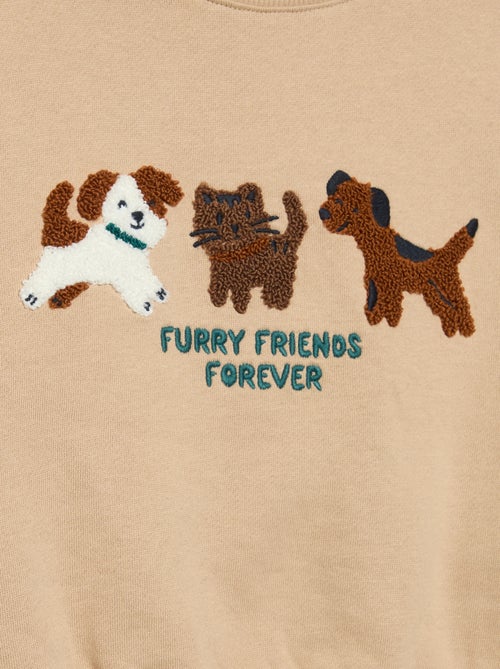 Sweatshirt de manga comprida em polar com ilustração - Kiabi