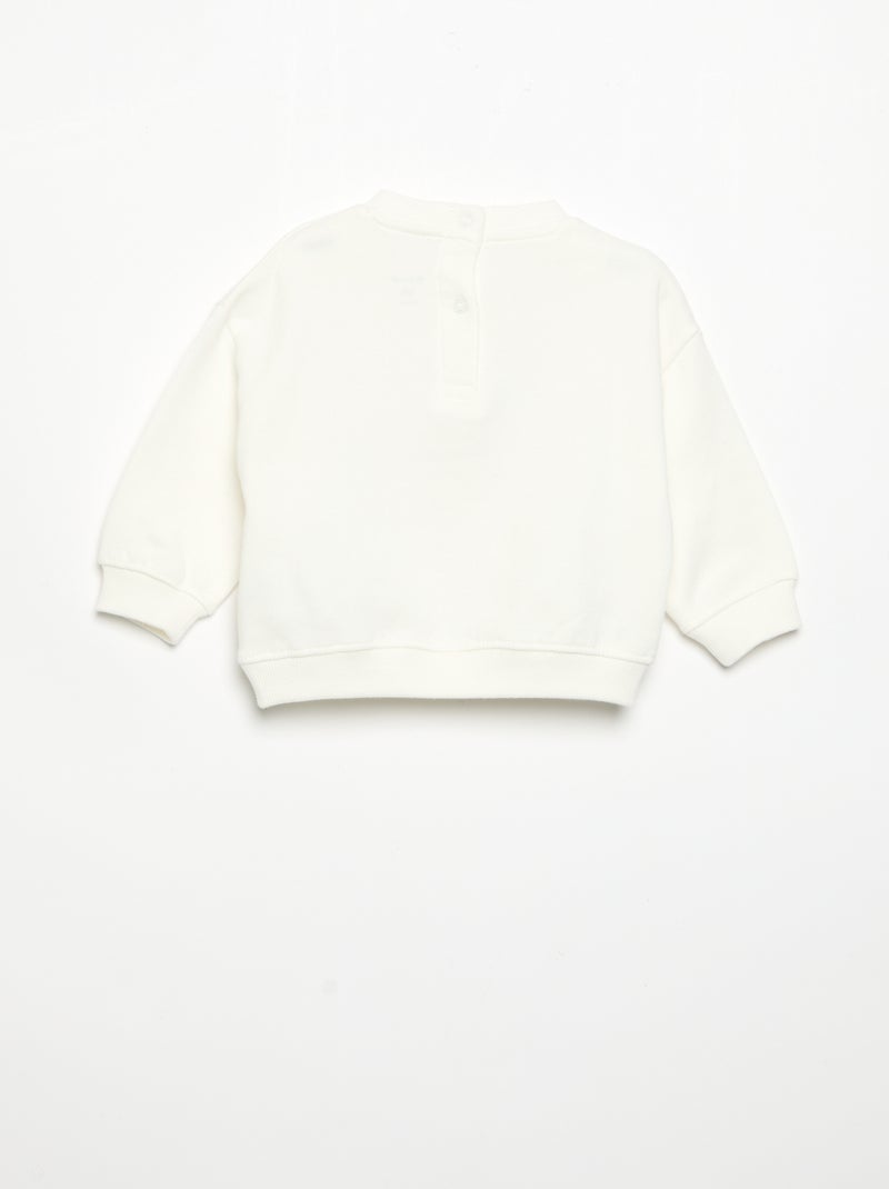Sweatshirt de manga comprida em polar com ilustração Branco - Kiabi