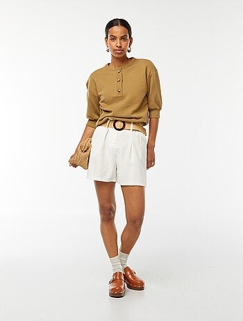 Sweatshirt de manga curta em moletão