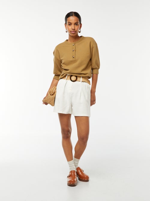 Sweatshirt de manga curta em moletão - Kiabi