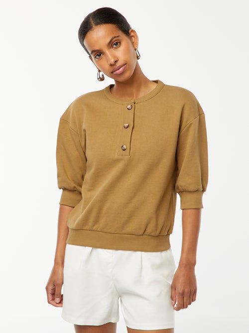 Sweatshirt de manga curta em moletão - Kiabi