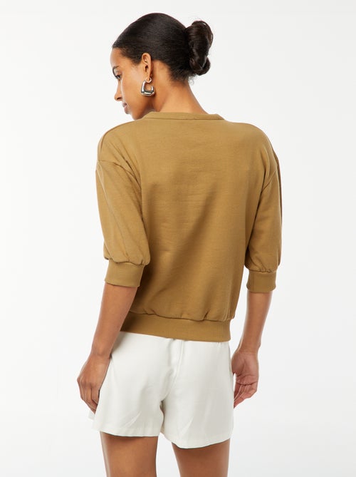 Sweatshirt de manga curta em moletão - Kiabi