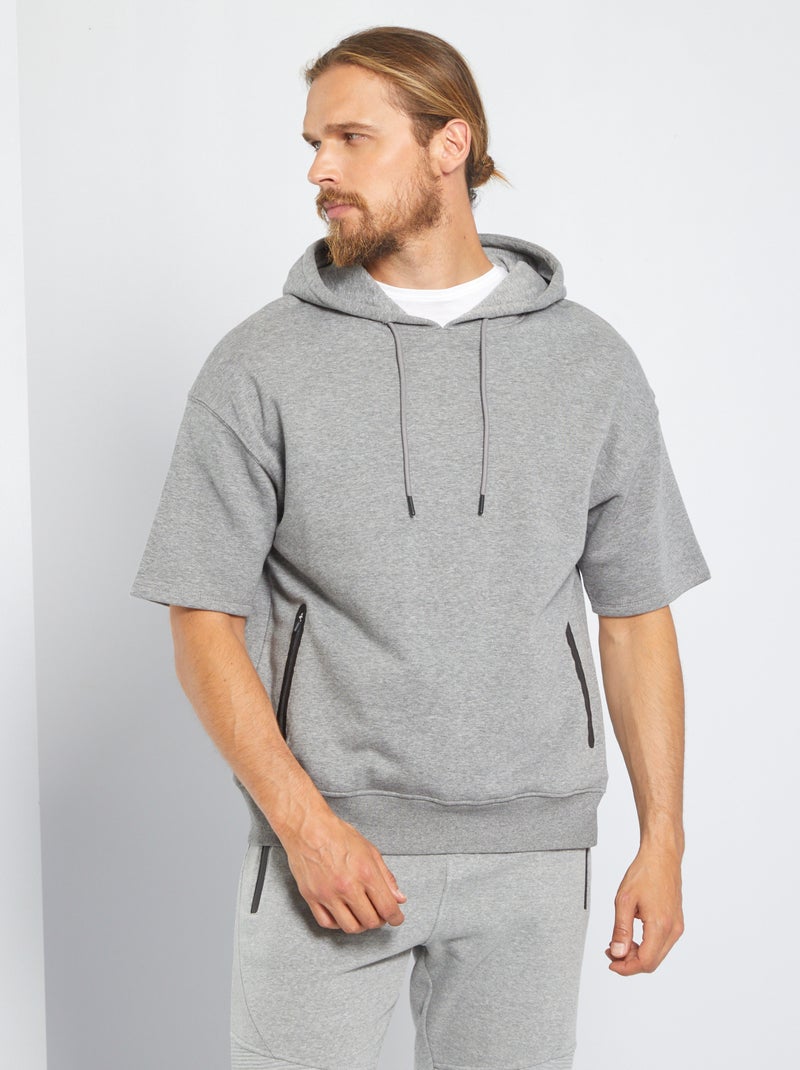 Sweatshirt de manga curta em moletão CINZA - Kiabi