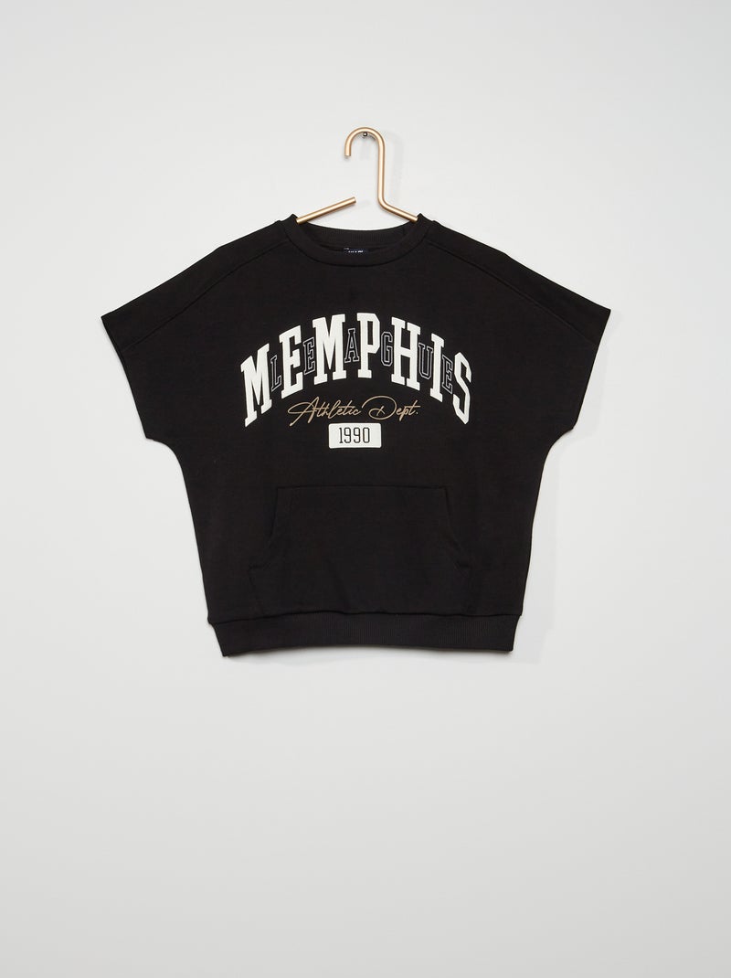 Sweatshirt de manga curta 'Memphis League' Preto - Kiabi
