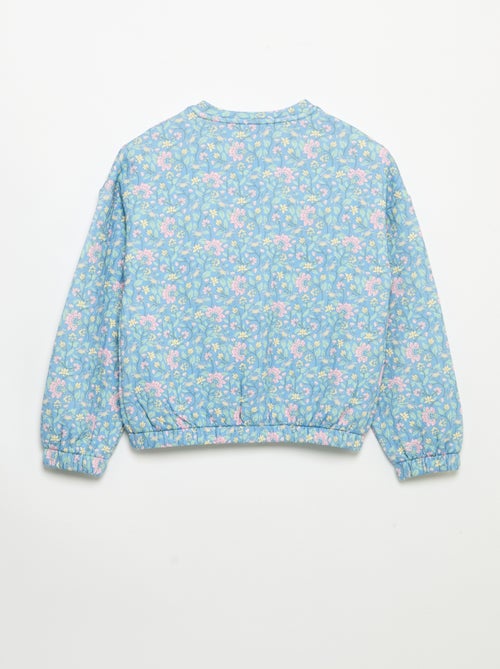 Sweatshirt de mangas compridas com abertura de molas - Kiabi