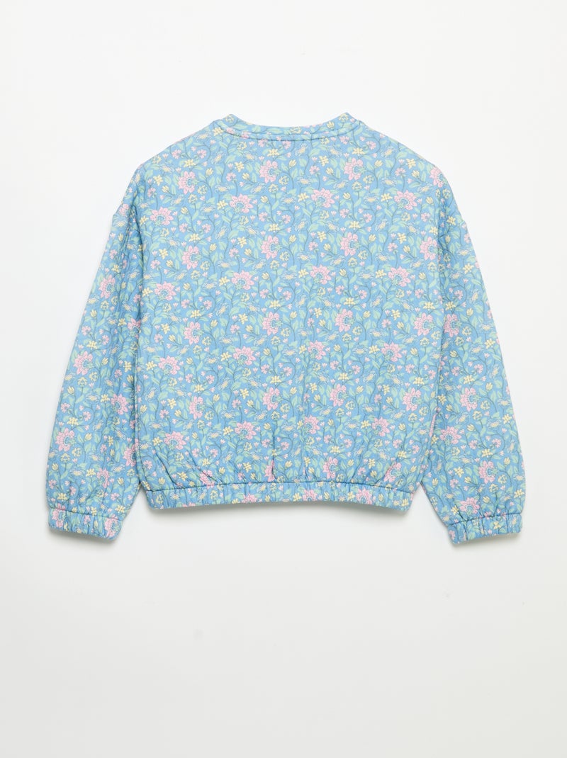 Sweatshirt de mangas compridas com abertura de molas Azul - Kiabi