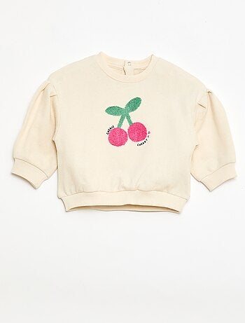Sweatshirt de mangas compridas com patch em malha bouclé