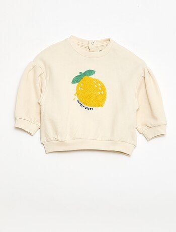 Sweatshirt de mangas compridas com patch em malha bouclé