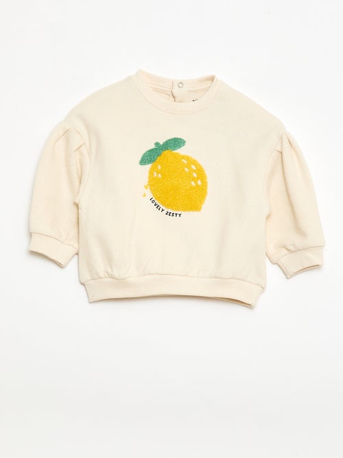 Sweatshirt de mangas compridas com patch em malha bouclé - Kiabi