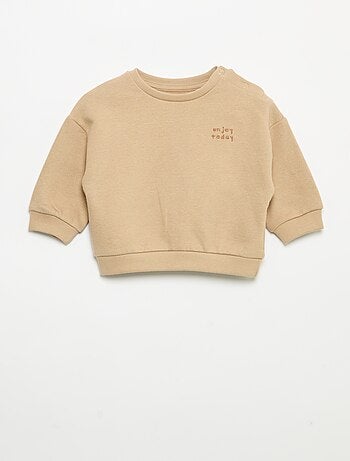 Sweatshirt de mangas compridas de moletão