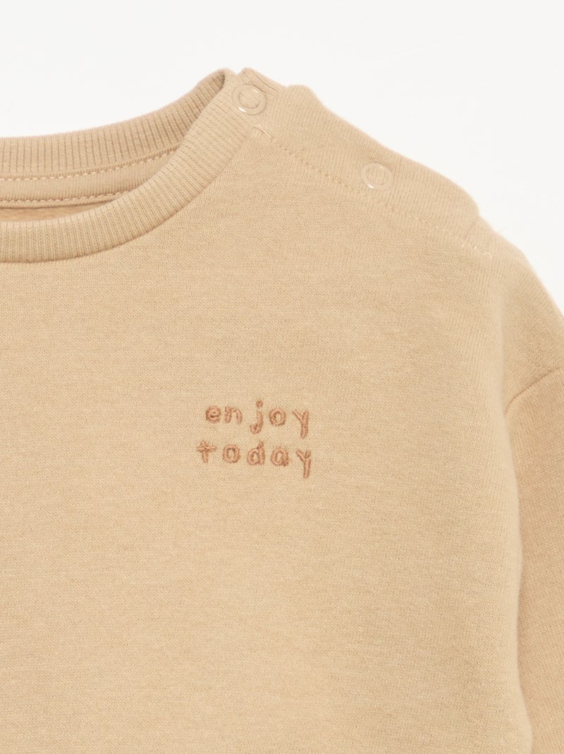 Sweatshirt de mangas compridas de moletão Bege - Kiabi