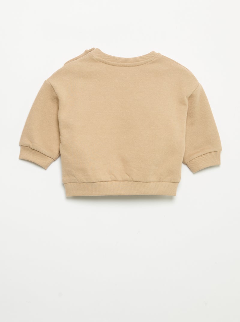 Sweatshirt de mangas compridas de moletão Bege - Kiabi