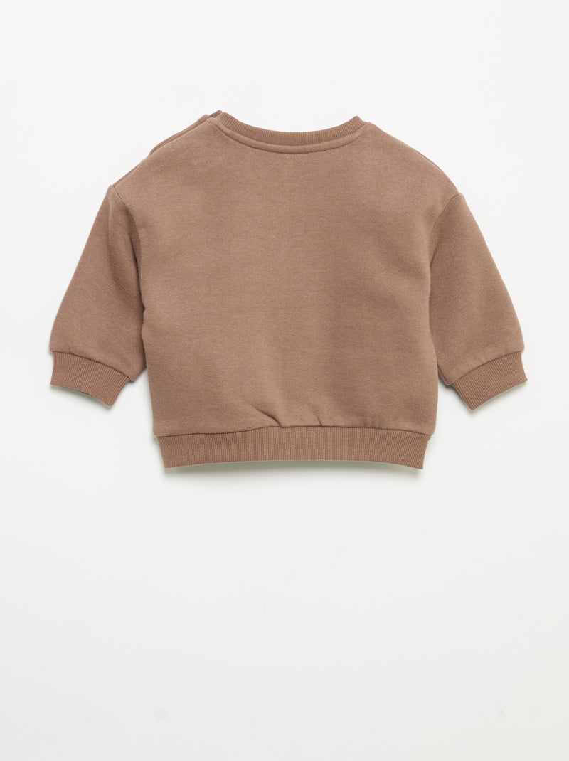Sweatshirt de mangas compridas de moletão Castanho - Kiabi