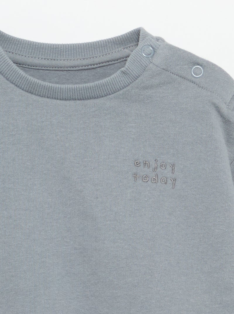 Sweatshirt de mangas compridas de moletão Cinza - Kiabi