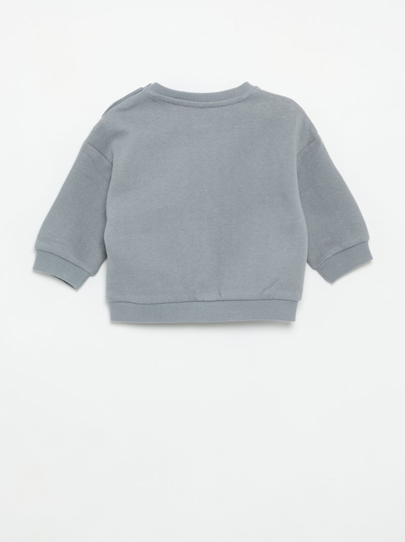 Sweatshirt de mangas compridas de moletão Cinza - Kiabi