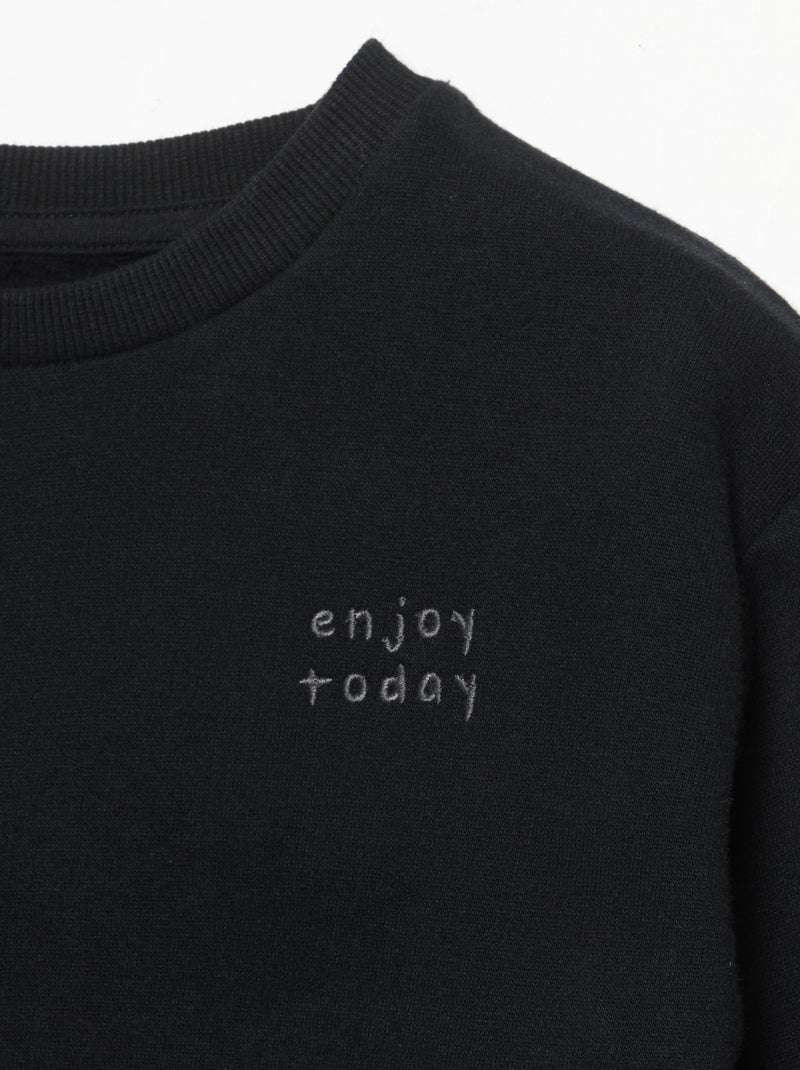 Sweatshirt de mangas compridas de moletão Preto - Kiabi