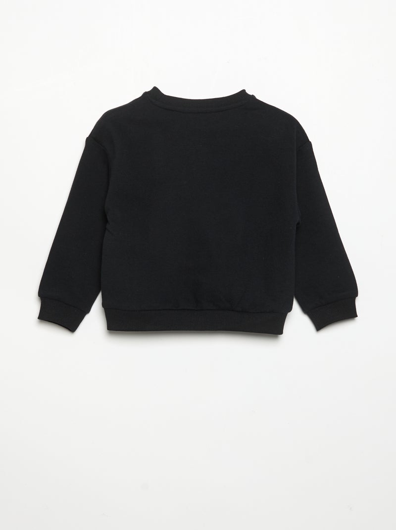 Sweatshirt de mangas compridas de moletão Preto - Kiabi